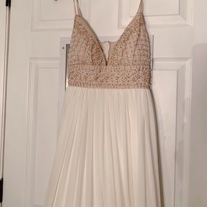 white and gold prom dress